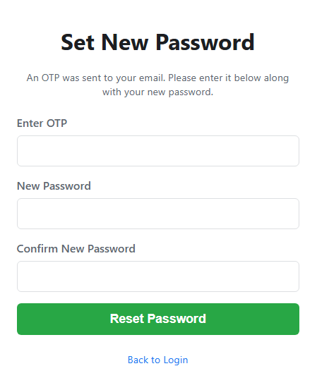 Set new password screen example